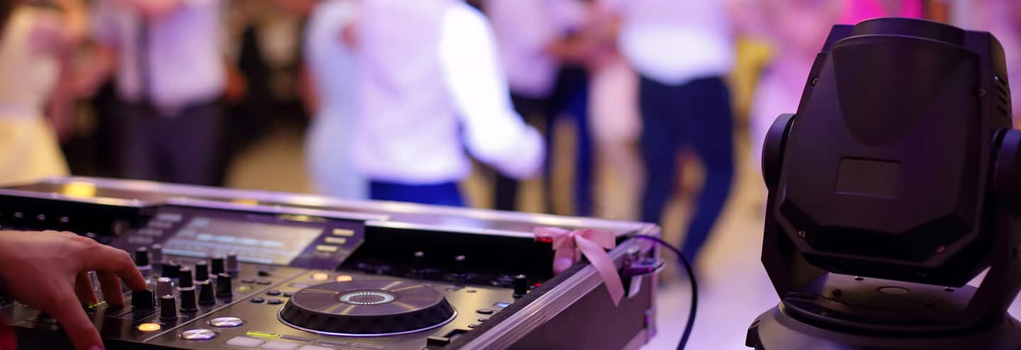 Close up of dj controls